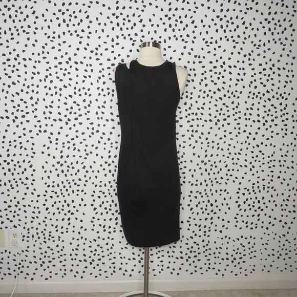 AllSaints Black Draped Front Caper Jersey Knit Sleeveless Dress - Picture 7 of 10